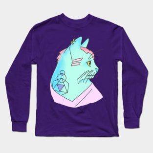 Hipster geometric tattoo edm rave cat Long Sleeve T-Shirt